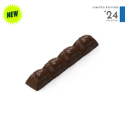 polycarbonate segmented chocolate mold, 4 segment chocolate bar mold, domed chocolate bar mould, textured chocolate mold, cushion chocolate mold, pillow shape chocolate mould, long praline mold, baton chocolate mold, raised segment chocolate mold, break apart chocolate bar mold, artisan chocolate mold, professional polycarbonate chocolate mold, confectionery chocolate mold, chocolate casting mold, reusable chocolate mold, rigid chocolate mould