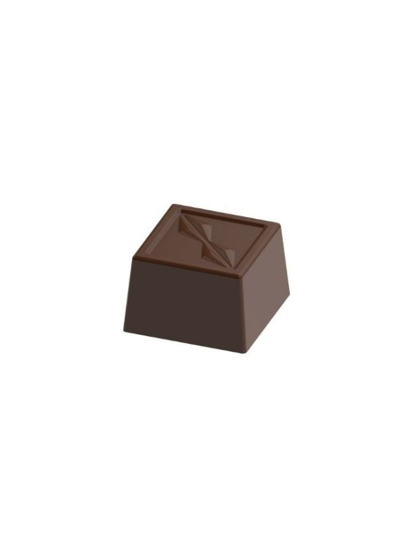 polycarbonate geometric chocolate mold, origami chocolate mold, geometric praline chocolate mold, embossed chocolate mould, square praline chocolate mold, framed chocolate mold, angular chocolate mold, modern bonbon mold, decorative chocolate mould, faceted chocolate mold, minimalist chocolate mold, professional polycarbonate chocolate mold, filled chocolate mold, artisan chocolate mold, confectionery chocolate mold, chocolate casting mold, reusable chocolate mold, rigid chocolate mould