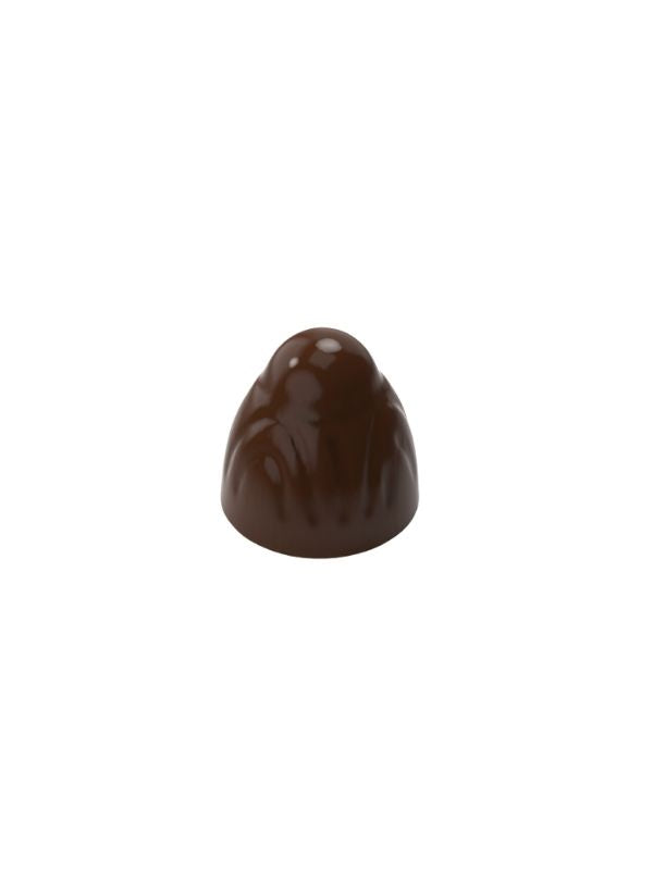 polycarbonate dome chocolate mold, textured praline chocolate mold, embossed chocolate mould, organic pattern chocolate mold, leaf pattern chocolate mold, flame pattern chocolate mold, sculpted bonbon mold, rounded chocolate mold, 3D praline chocolate mold, decorative chocolate mould, professional polycarbonate chocolate mold, filled chocolate mold, artisan chocolate mold, confectionery chocolate mold, chocolate casting mold, reusable chocolate mold, rigid chocolate mould