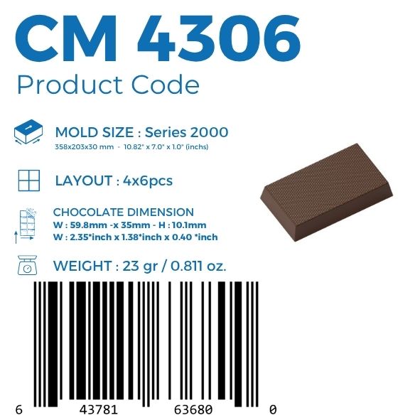 polycarbonate textured chocolate mold, micro grid chocolate mold, woven texture chocolate mould, fine pattern chocolate mold, rectangular praline chocolate mold, textured chocolate bar mold, geometric chocolate mould, embossed chocolate mold, decorative chocolate mold, professional polycarbonate chocolate mold, artisan chocolate mold, confectionery chocolate mold, filled chocolate mold, chocolate casting mold, reusable chocolate mold, rigid chocolate mould, modern praline mold