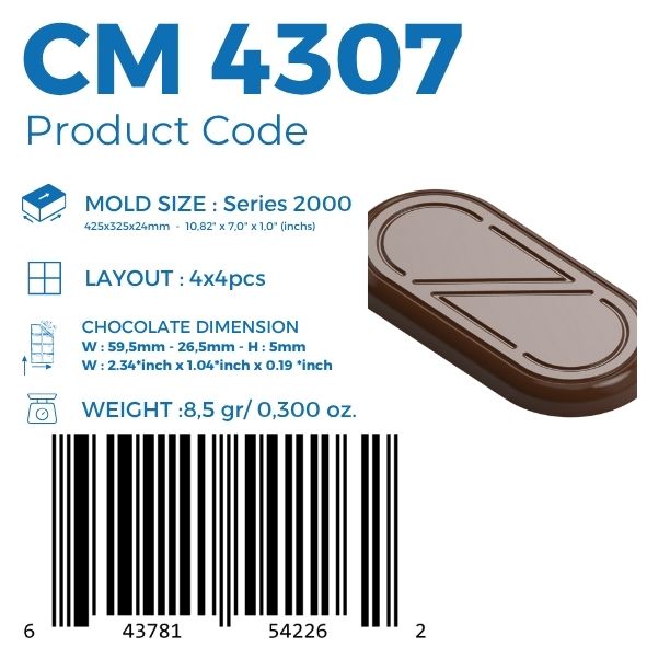 olycarbonate capsule chocolate mold, oblong chocolate mold, geometric chocolate mould, engraved chocolate mold, line pattern chocolate mold, modern praline chocolate mold, oval rectangular chocolate mold, decorative bonbon mold, minimalist chocolate mold, logo style chocolate mold, monogram chocolate mold, professional polycarbonate chocolate mold, filled chocolate mold, artisan chocolate mold, confectionery chocolate mold, chocolate casting mold, reusable chocolate mold, rigid chocolate mould
