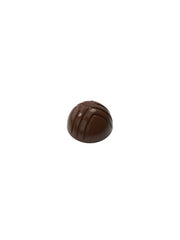 polycarbonate dome chocolate mold, hemisphere chocolate mold, curved line chocolate mold, grooved chocolate mould, striped praline chocolate mold, modern bonbon mold, textured chocolate mold, round praline chocolate mold, geometric chocolate mould, decorative chocolate mold, filled chocolate mold, professional polycarbonate chocolate mold, artisan chocolate mold, confectionery chocolate mold, chocolate casting mold, reusable chocolate mold, rigid chocolate mould