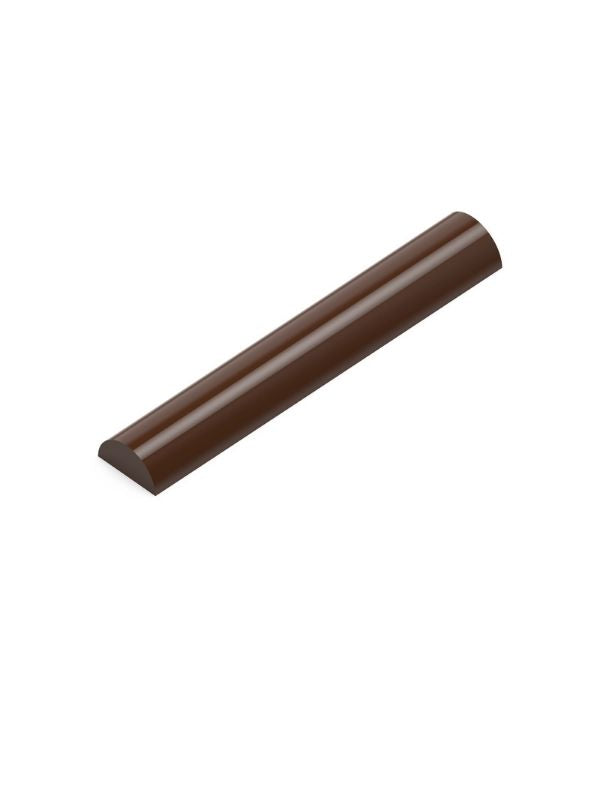 polycarbonate half cylinder chocolate mold, chocolate baton mold, long chocolate stick mold, half round chocolate mould, cylindrical chocolate mold, slim chocolate bar mold, smooth chocolate mold, praline stick mold, chocolate finger mold, geometric chocolate mold, professional polycarbonate chocolate mold, artisan chocolate mold, confectionery chocolate mold, chocolate casting mold, reusable chocolate mold, rigid chocolate mould
