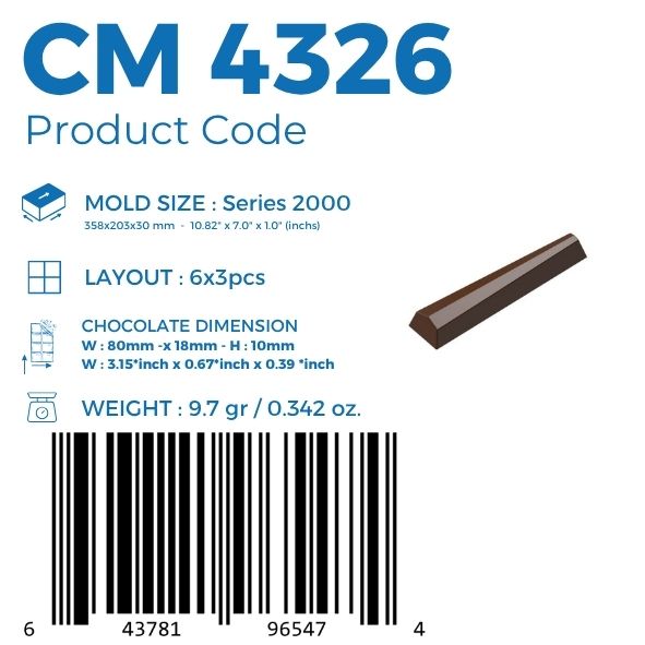polycarbonate trapezoid chocolate mold, trapezoid prism chocolate mold, chocolate baton mould, long chocolate stick mold, slim chocolate bar mold, geometric chocolate mold, prism chocolate mould, narrow chocolate bar mold, elongated praline mold, minimalist chocolate mold, professional polycarbonate chocolate mold, chocolate casting mold, artisan chocolate mold, confectionery chocolate mold, reusable chocolate mold, rigid chocolate mould
