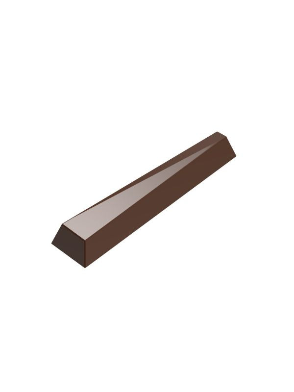 polycarbonate triangular chocolate mold, triangular prism chocolate mold, long chocolate stick mold, chocolate baton mould, geometric chocolate mold, prism chocolate mould, slim chocolate bar mold, elongated chocolate mold, triangle chocolate bar mold, professional polycarbonate chocolate mold, praline chocolate mold, artisan chocolate mold, confectionery chocolate mold, chocolate casting mold, reusable chocolate mold, rigid chocolate mould, minimalist chocolate mold
