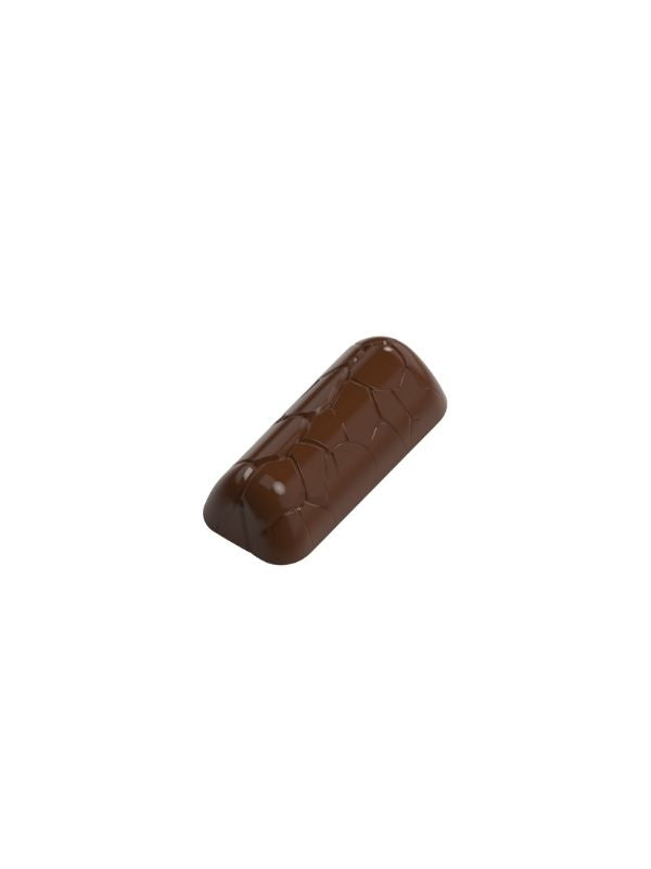 polycarbonate textured chocolate mold, cracked pattern chocolate mold, mosaic chocolate mould, stone texture chocolate mold, capsule chocolate mold, oblong praline chocolate mold, textured praline mould, embossed chocolate mold, geometric chocolate mold, decorative bonbon mold, professional polycarbonate chocolate mold, filled chocolate mold, artisan chocolate mold, confectionery chocolate mold, chocolate casting mold, reusable chocolate mold, rigid chocolate mould, modern praline mold