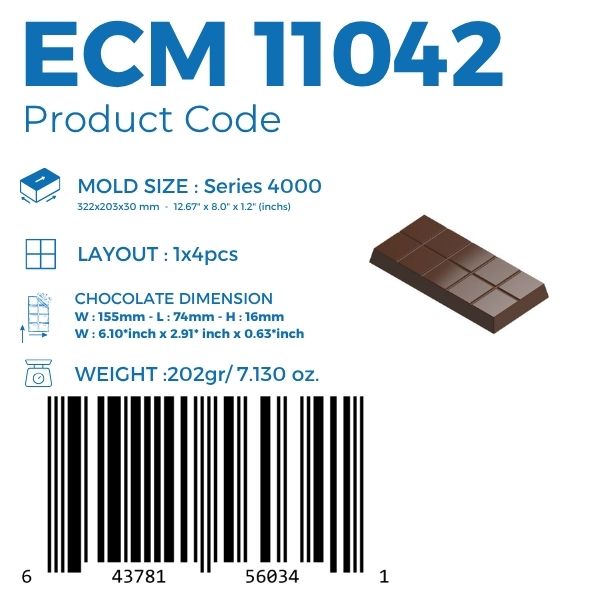 ECM 11042 202gr. ORJİNAL DUBAI TABLET ÇİKOLATA KALIBI