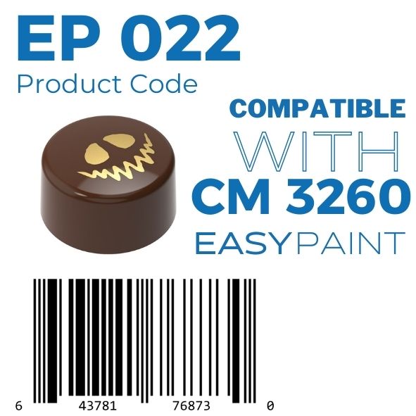 chocolate mold painting tool, cocoa butter painting tool, chocolate decorating tool, chocolate coloring tool, praline painting tool, bonbon painting tool, chocolate mold decoration tool, cocoa butter decoration stencil, Halloween chocolate decorating tool, pumpkin face chocolate tool, jack o lantern chocolate painting tool, spooky chocolate decoration tool, seasonal chocolate decorating tool, artistic chocolate painting tool, professional chocolate decorating tool, bonbon coloring tool, praline decorating t