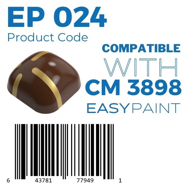 chocolate mold painting tool, cocoa butter painting tool, chocolate decorating tool, chocolate coloring tool, praline painting tool, bonbon painting tool, chocolate mold decoration tool, cocoa butter decoration stencil, stripe pattern chocolate tool, vertical stripe chocolate decorating tool, parallel line chocolate painting tool, ribbon stripe chocolate design tool, modern chocolate decoration tool, artistic chocolate decorating tool, professional chocolate decorating tool, bonbon coloring tool, praline de